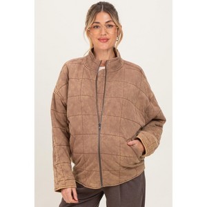 Pinkblush Mocha Quilted Oversized Maternity Jacket - 1 of 4
