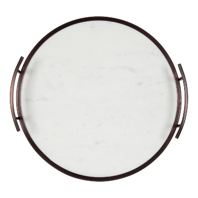 Elegant Round 14'' Bronze Marble Display & Serving Tray