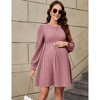 Maternity Dress Lantern Sleeve Crew Neck Tunic A-Line Swing Knit Dress Casual Loose Winter Pullover Sweater Midi Dresses - 2 of 4