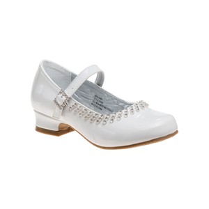 Josmo Girls' Dress Shoes - White Flower Mary Jane Shoe with Low Heels for Wedding Party (Little Kid) - 1 of 4
