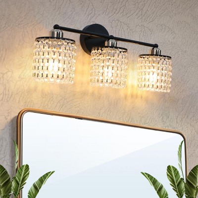 JolyWell Crystal Tassel String Bathroom Vanity Light Over Mirror Wall Sconces Light with Crystal Cord for Bedroom,Living Room,Hallway
