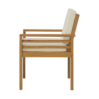Okemo 2-Piece Acacia Wood Outdoor Patio Set with Cream Cushions