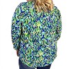 Women's Abstract Print Mandarin Collar Button Down Top - First Love - 3 of 3