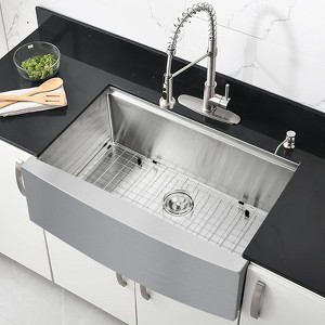 Farmhouse Kitchen Sink 33x22 Inch, Apron Front 304 Stainless Steel Drop-In Sinks, 16 Gauge Single Bowl Sink - 1 of 4
