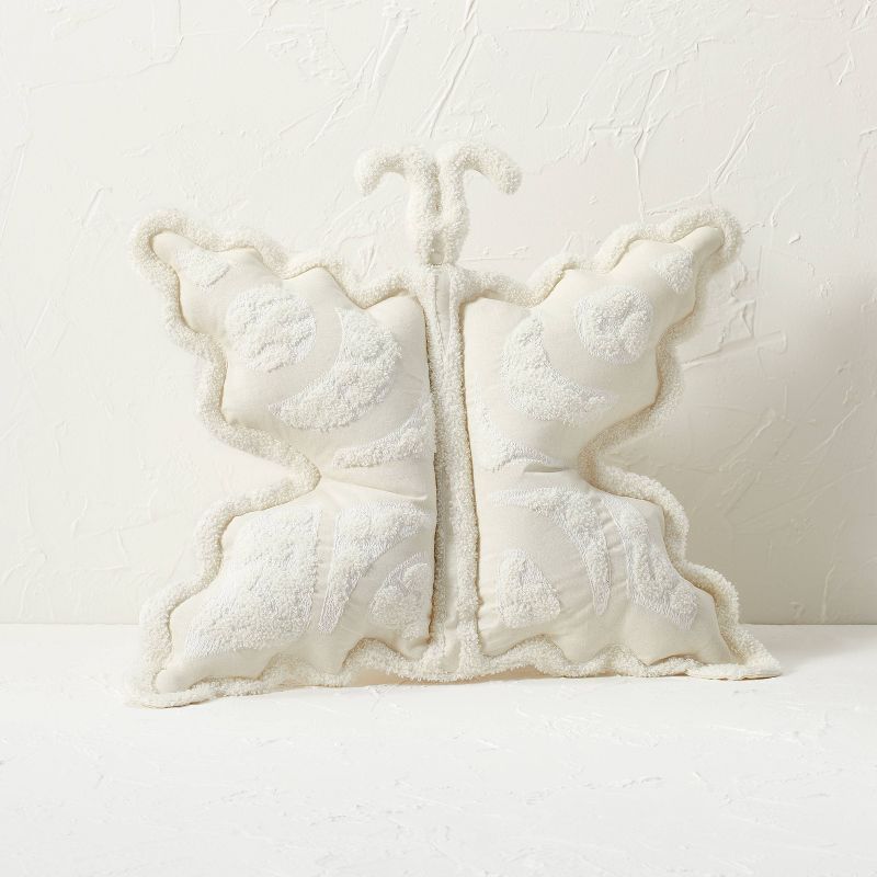 18&#34;x16&#34; Butterfly Shaped Decorative Pillow Cream - Opalhouse&#8482; designed with Jungalow&#8482;, 1 of 10
