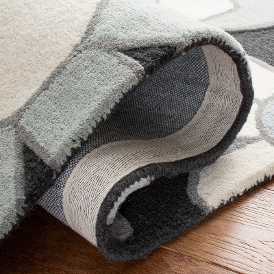 Charcoal and Ivory Floral Hand-Tufted Wool Kids Rug