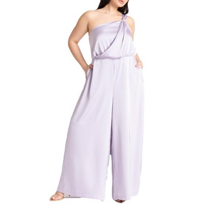 ELOQUII Women's Plus Size Tie Detail Satin Jumpsuit