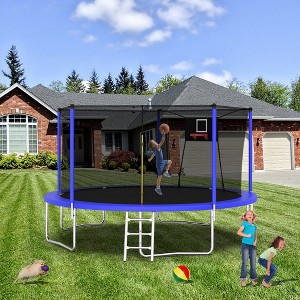 14FT Trampoline Set with Swing,Sports Fitness Trampolines with Enclosure Net, Recreational Trampolines for Outdoor Indoor - 1 of 4