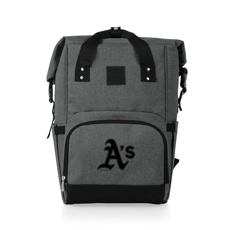 MLB Oakland Athletics On The Go Roll-Top Cooler Backpack - Heathered Gray, 1 of 10
