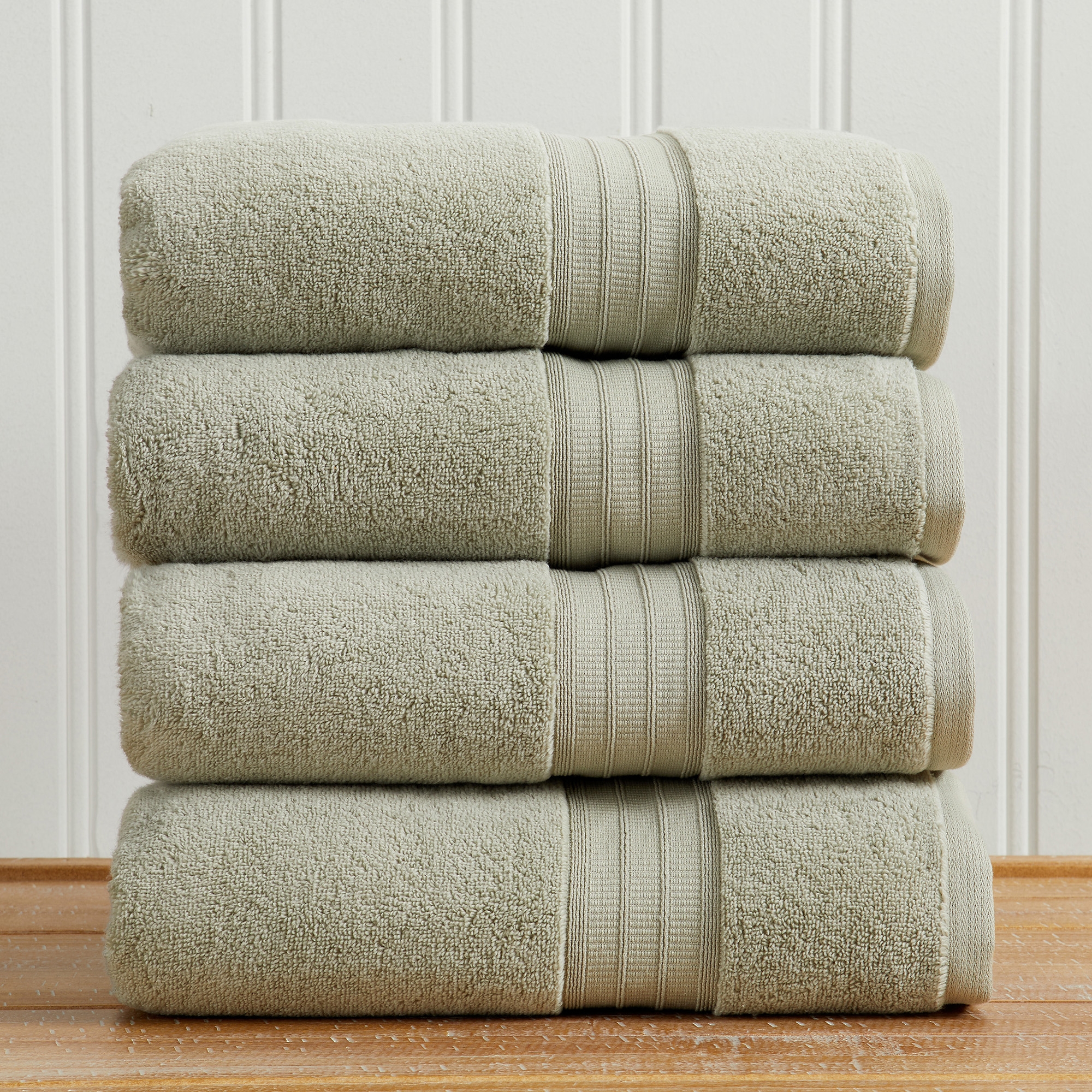 Cotton Premium Plush Bath Towel Set - Great Bay Home (4-Pack Bath Towel Set, Eucalyptus)