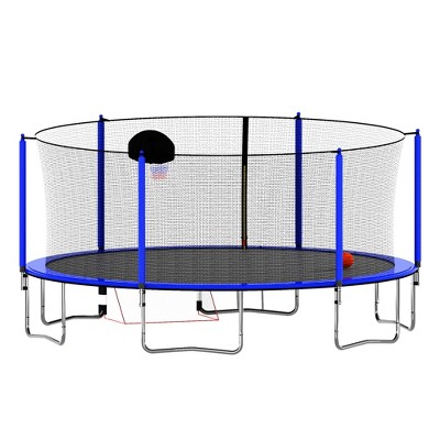 VisioGear Trampolines, Trampoline with Safety Enclosure Net, Trampoline with Basketball Hoop, Blue, 192.13"*192.13"*106.32"
