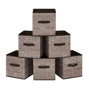SONGMICS Storage Cubes Non-Woven Fabric Bins with Double Handles Set of 6 Closet Organizers for Shelves Foldable for Clothes - 1 of 4