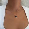 Adornia 14k Rose Gold Plated CZ Black Clover Necklace - 2 of 4