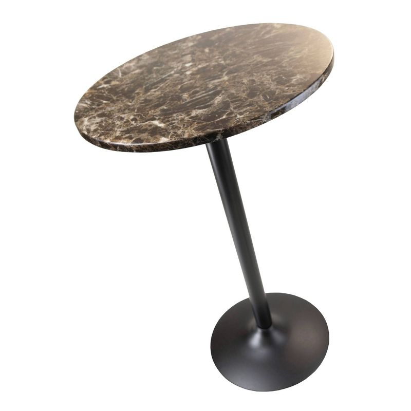 Cora Round Bar High Table Faux Marble Top Metal/Black - Winsome, 3 of 5