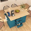 Rolling Kitchen Island On Wheels With Power Outlet And 3 Drawers,Kitchen Cart With 2 Drop Leaf,Spice And Towel Rack -Maison Boucle - 3 of 4