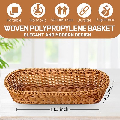 Handwoven Light Brown Polypropylene Bread Basket