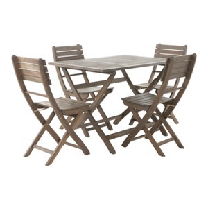 GDFStudio Rabion Outdoor Acacia Wood 5 Piece Folding Dining Set, Gray - 1 of 4