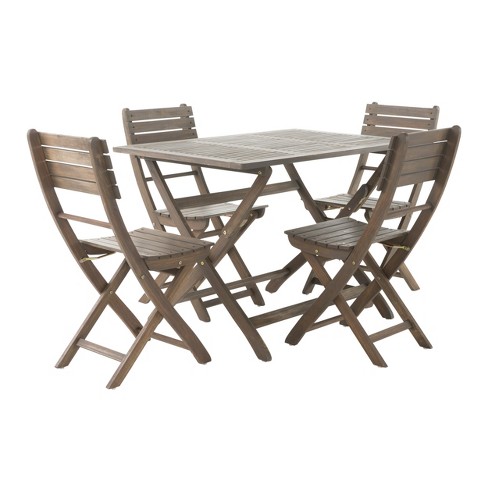 GDFStudio Rabion Outdoor Acacia Wood 5 Piece Folding Dining Set, Gray - image 1 of 4