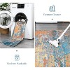 2x6 Gold/Blue Washable Hallway Runner Rug, Modern Abstract Thin Low Pile Carpet, Stain-Resistant Non-Slip Floor Mat for Bedroom, Bathroom, Entryway - 4 of 4