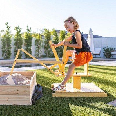 Avenlur Excavator: Wooden Ride-On Fun with Two-Handed Controls for Toddlers - Portable Outdoor Sandbox Adventure Toy!