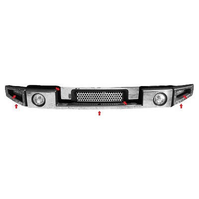 QAA is Compatible with 2003-2009 Hummer H2 7 Piece Stainless Front Bumper Trim, Includes Z Grill HV43009