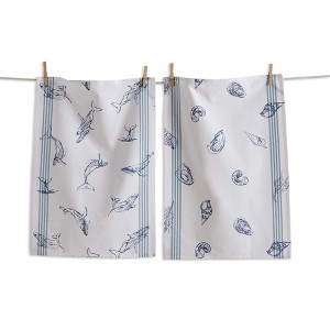 tag Sea Shells and Whales Dishtowel Set of 2 Kitchen Towel Cotton Machine Washable, 18 x 27 inch - 1 of 1
