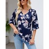Women's 3/4 Bell Sleeve Shirt Loose Fit V Neck Blouse Cute Tops - 2 of 4