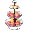 Basicwise 3 Tiers Wire Iron Basket Fruit Bowl, Black - 2 of 4