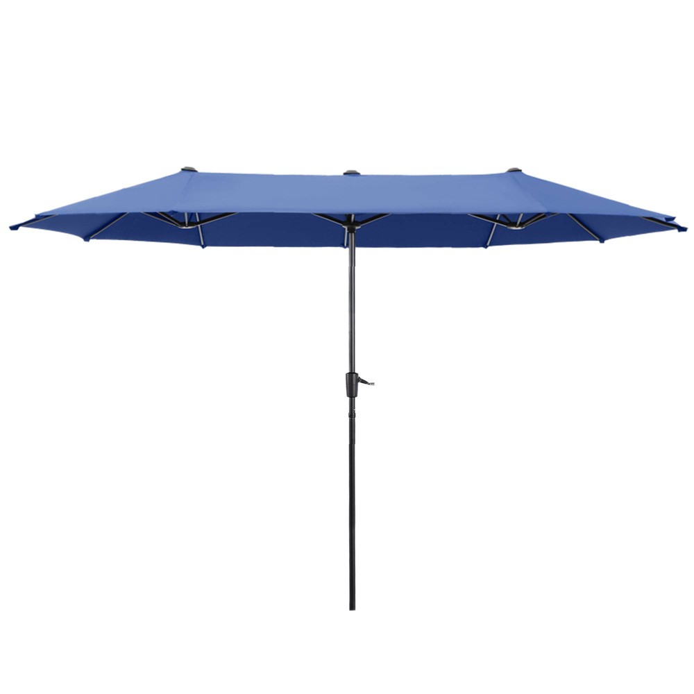 Photos - Parasol Captiva Designs 6.5'x13' Rectangular Outdoor Market Umbrella Blue: UV & Fa