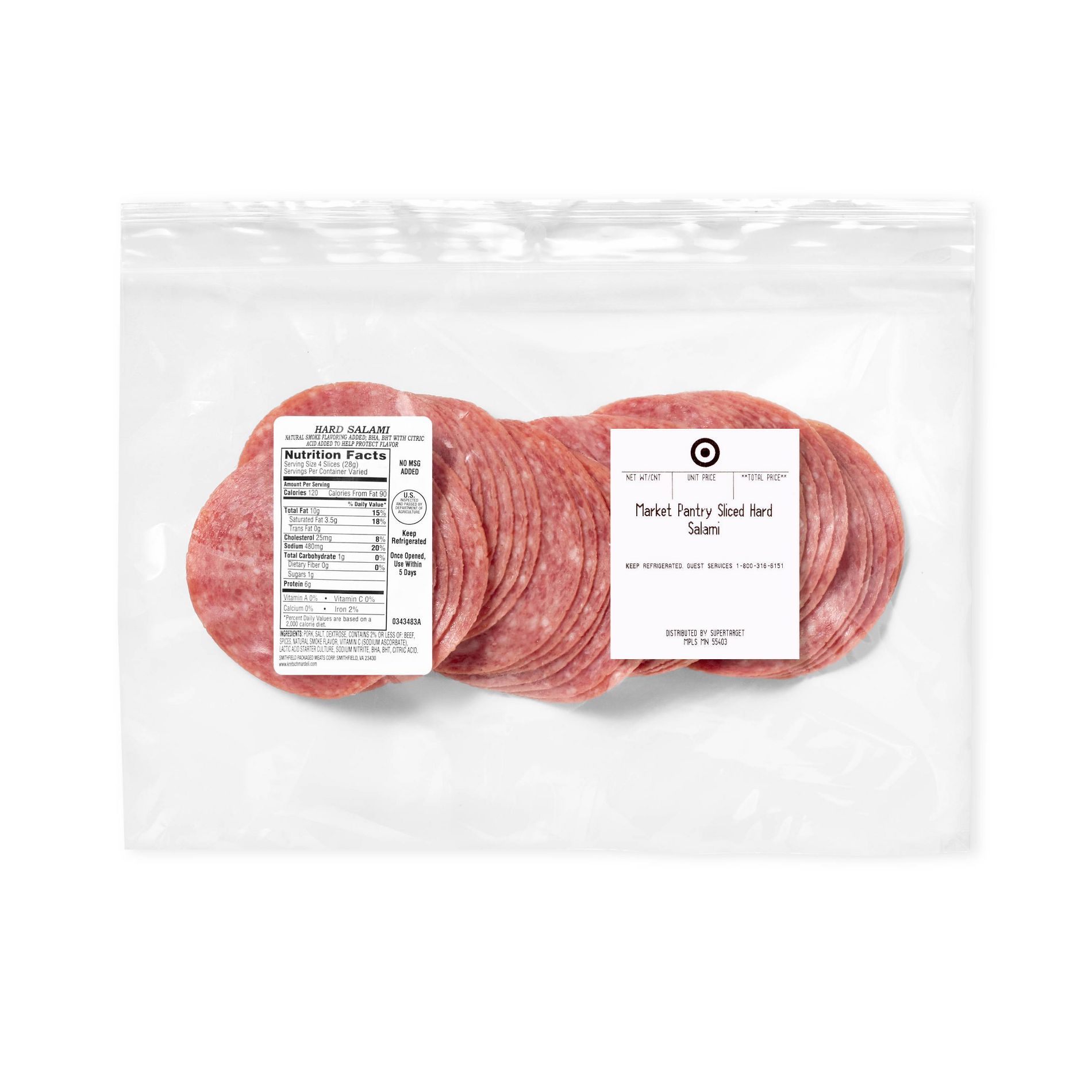 Deli Fresh Sliced Hard Salami - price per lb - Market Pantry™