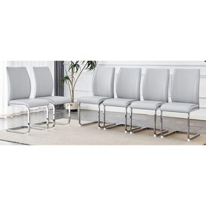 NicBex Luxury Arch Dining Chairs, Faux Leather High Resilience with Silver Metal Legs, Side Chairs for Kitchen Office - 1 of 4