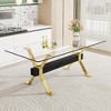 NicBex 71 Inch Rectangle Dining Table with Tempered Glass Tabletop and MDF Crossbars for 6 to 8,Living Meeting Room,Gold/Silver - 2 of 4