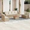 vidaXL 9 Piece Patio Sofa Set with Cushions Beige and Cream Poly Rattan - 2 of 4