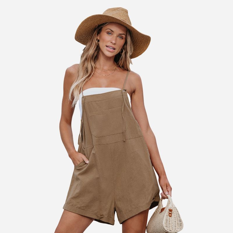 Women's Coffee Brown Pinafore Romper - Cupshe, 1 of 8