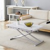 Modern Minimalist Multifunctional Lift Table with 0.8" MDF Top and Adjustable Silver Metal Legs, Usable as Coffee, Dining, Office - 2 of 4