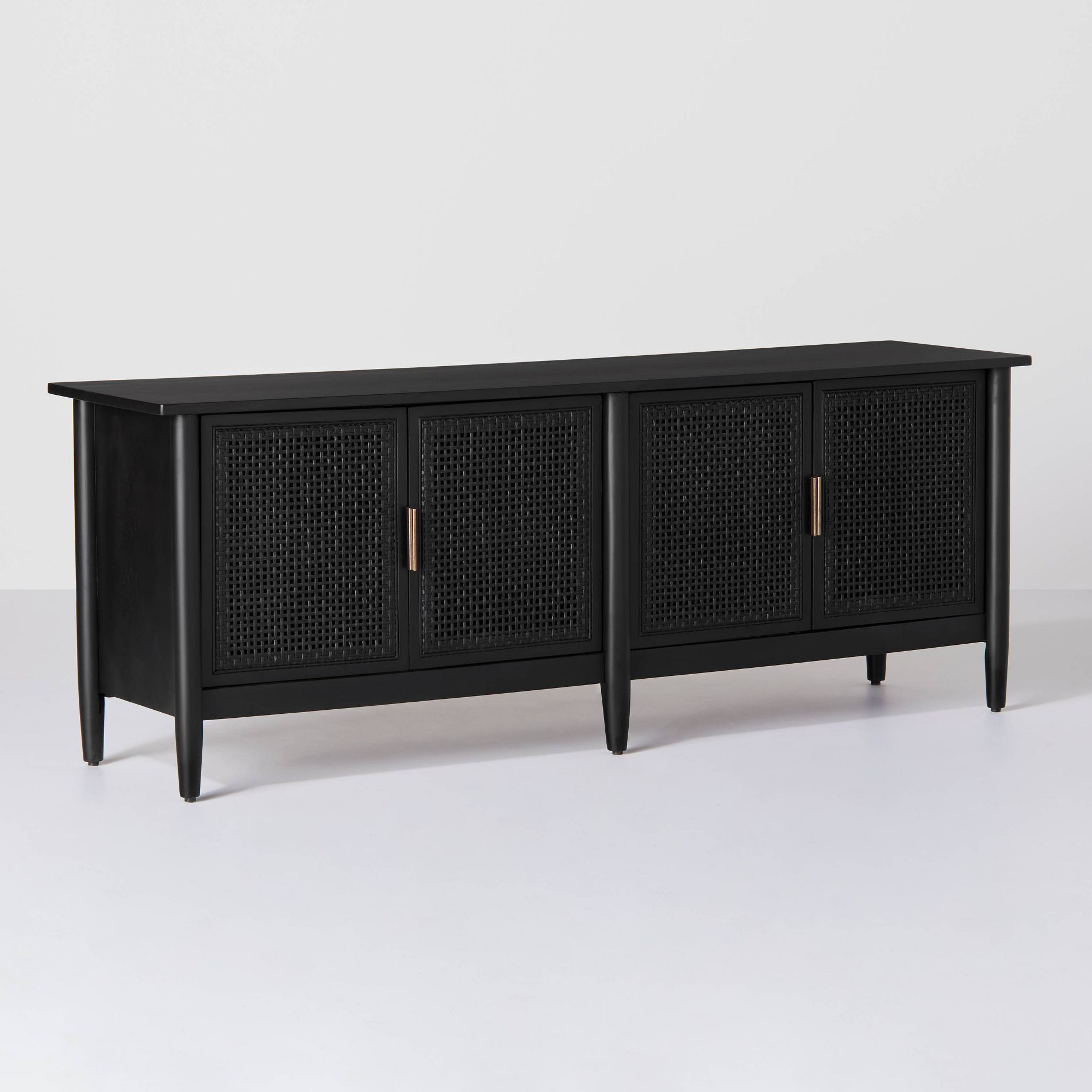Wood & Cane Media Console Black - Hearth & Hand™ with Magnolia: Farmhouse Style, 50" Max Screen Size, Adjustable Shelves