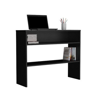 INFURNIC Desks 39" Wide Narrow Console Table with 2-Tier Shelf Easy to Assemble for Space Saving and Stylish Storage, Black, 11.8"*39.3"*31.5"