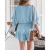 Imily Bela Women's V-neck Casual Romper Skirt, High-waist Drawstring Ruffle Layered Summer Jumpsuit - 2 of 4