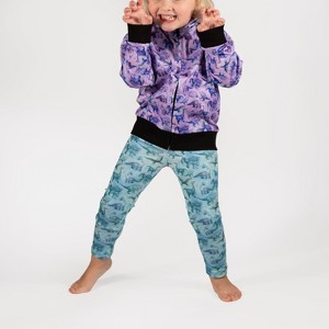 The Pink Picket Fence Suzie Dino Hoodie and Leggings Set – Purple Hoodie with Blue Leggings - 1 of 4