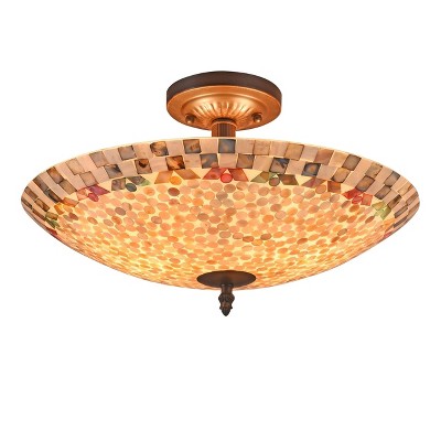 Chloe Lighting Praia Mosaic 2 Light Semi-Flush Ceiling Fixture 16" Shade