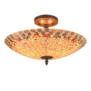 Chloe Lighting Praia Mosaic 2 Light Semi-Flush Ceiling Fixture 16" Shade - 1 of 3