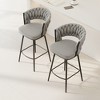 Lirago 360 degree Swivel Bar Chairs Set of 2-Black & Gray Metal Leg Stools with Soft Cushioned Backrest, Modern Kitchen & Dining Furniture - 2 of 4