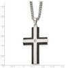 Black Bow Jewelry Stainless Steel, Black Plated & CZ Brushed Cross Necklace, 22 Inch - 4 of 4