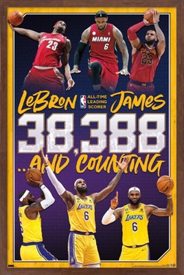 Trends International Nba Los Angeles Lakers - Lebron James Feature Series 23  Framed Wall Poster Prints White Framed Version 22.375 X 34 : Target
