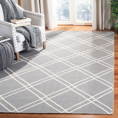 Handmade Tufted Round Grey Wool Area Rug