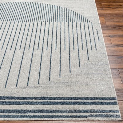 Elk Falls Blue and Beige Stripe Washable Synthetic Area Rug 2'3" x 3'9"
