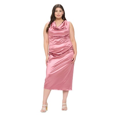 L I V D Women's Topanga Satin Stretch Cowl Dress