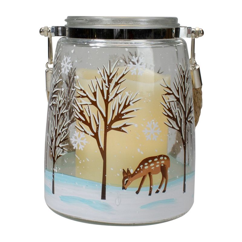 Northlight 6.25" Trees and Fawns Flameless Glass Candle Lantern, 5 of 6