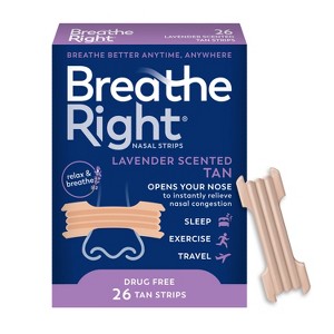 Breathe Right Lavender Scented Drug-Free Nasal Strips for Congestion Relief - 26ct - 1 of 4