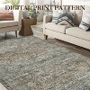9x12 Washable Vintage Floral Rug – Low-Pile Non-Slip Boho Foldable Carpet for Living, Bedroom, Dining, Home Office, Moss Green - 4 of 4